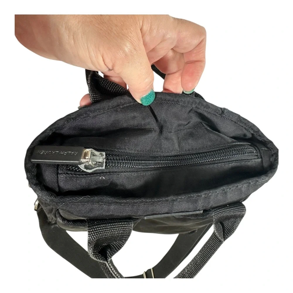 Polo Sport Ralph Lauren Crossbody Bag Black Nylon Canvas Mini Tote 90s Vintage